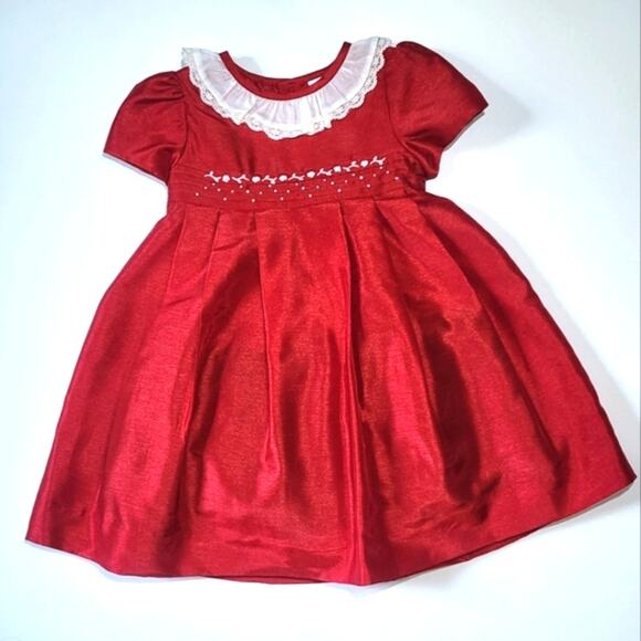Edgehill Collection Red Taffetta Dress Baby Girl Size 12 Months NWT - Picture 1 of 6